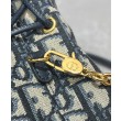 Dior 30 Montaigne Mini Bucket Bag con coulisse Blu scuro