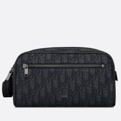 Riproduzione Fedele Borsa da toilette Dior in jacquard nero obliquo Dior imitazioni