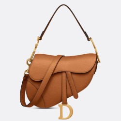 Riproduzione Fedele Borse Replica Saddle Dior con tracolla in pelle di vitello martellata marrone imitazioni
