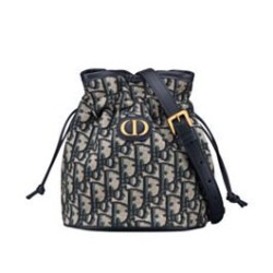 Riproduzione Fedele Dior 30 Montaigne Mini Bucket Bag con coulisse Blu scuro imitazioni