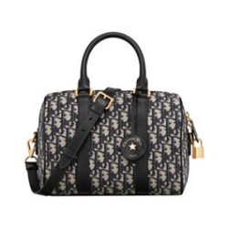 Riproduzione Fedele Borsa Dior Groove 25 Oblique jacquard Blu scuro imitazioni