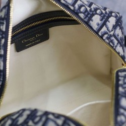 Qualità Specchio Replica Borsa Dior Groove 25 Oblique jacquard Blu scuro Riproduzione Fedele Borsa Dior Groove 25 Oblique jacquard Blu scuro imitazioni