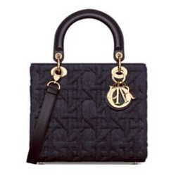 Riproduzione Fedele Borsa media Dior Lady Dior Blu Scuro imitazioni