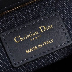 Qualità Specchio Replica Borsa media Dior Lady Dior Blu Scuro Riproduzione Fedele Borsa media Dior Lady Dior Blu Scuro imitazioni