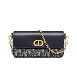 Riproduzione Fedele Mini borsa Dior 30 Montaigne Avenue East-West Double Carry Blu scuro imitazioni