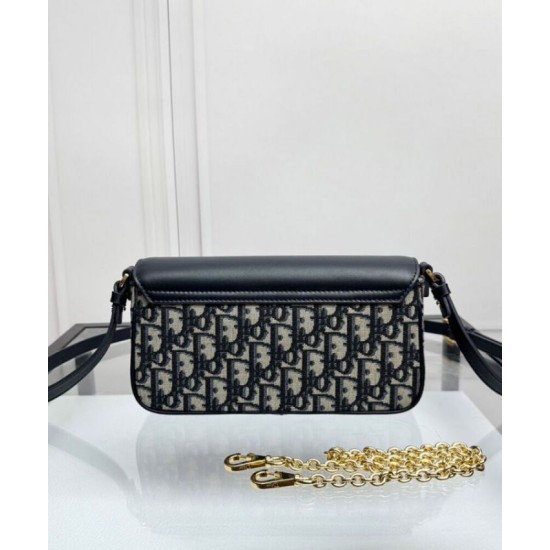 Riproduzione Fedele Mini borsa Dior 30 Montaigne Avenue East-West Double Carry Blu scuro imitazioni