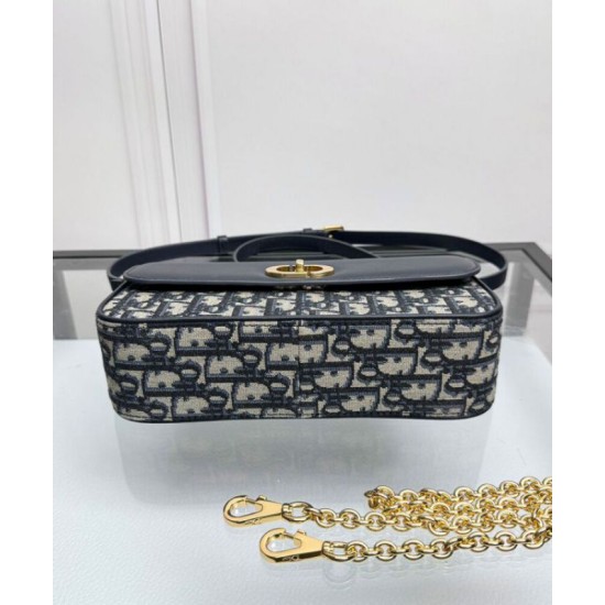 Riproduzione Fedele Mini borsa Dior 30 Montaigne Avenue East-West Double Carry Blu scuro imitazioni