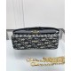 Riproduzione Fedele Mini borsa Dior 30 Montaigne Avenue East-West Double Carry Blu scuro imitazioni