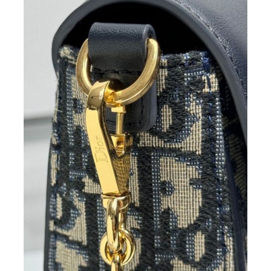 Riproduzione Fedele Mini borsa Dior 30 Montaigne Avenue East-West Double Carry Blu scuro imitazioni