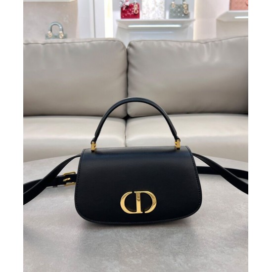 Qualità Specchio Replica Borsa a mano piccola Dior 30 Montaigne Avenue Nero Riproduzione Fedele Borsa a mano piccola Dior 30 Montaigne Avenue Nero imitazioni