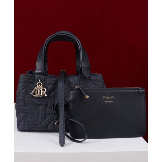 Qualità Specchio Replica Borse Firmate media Dior Toujours Blu Scuro Riproduzione Fedele Borse Firmate Replica media Dior Toujours Blu Scuro imitazioni