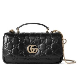 Riproduzione Fedele Borse Imitazioni Mini con Manico Superiore Gucci GG Milano 806017 Nero imitazioni