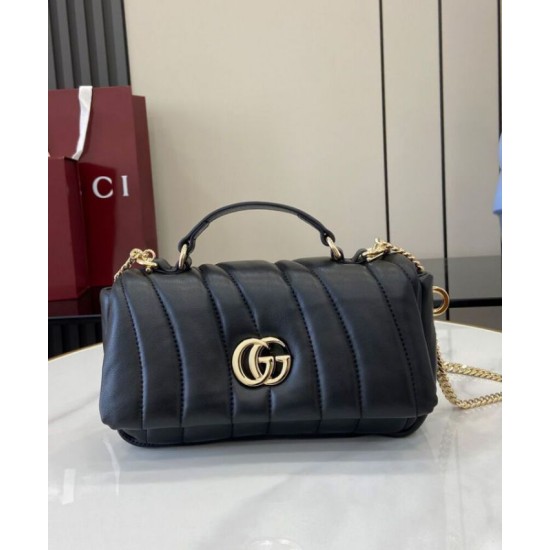 Riproduzione Fedele Borsa Mini con Manico Superiore Gucci GG Milano Nero imitazioni