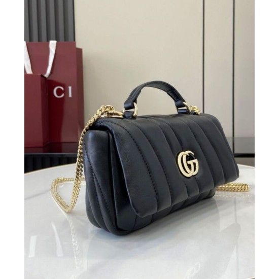 Riproduzione Fedele Borsa Mini con Manico Superiore Gucci GG Milano Nero imitazioni