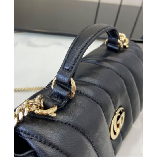 Riproduzione Fedele Borsa Mini con Manico Superiore Gucci GG Milano Nero imitazioni
