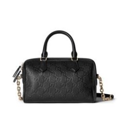 Riproduzione Fedele Borsa piccola con manico superiore Gucci GG Emblem 815255 Nera imitazioni