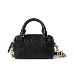 Riproduzione Fedele Imitazione Borse Replica con manico superiore Super Mini Gucci GG Emblem 815256 Nera imitazioni