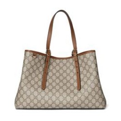 Riproduzione Fedele Borse Firmate Replica tote media Gucci GG Emblem 815213 Caffè imitazioni