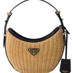 Riproduzione Fedele Imitazione Replica Perfetta Prada Arque in vimini e pelle 1BC202 Nero imitazioni