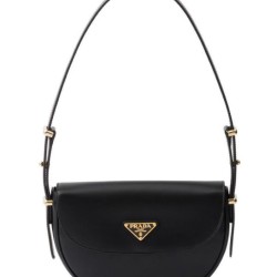 Riproduzione Fedele Bora Pari all'originale replica a tracolla con patta Prada Arque 1BD365 Nero imitazioni