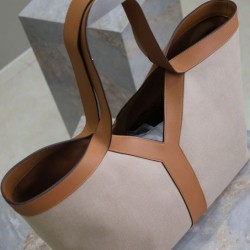 Qualità Specchio Replica YSL Saint Laurent Y Borse Alta Qualità Tote in Pelle e Tela Caffè Riproduzione Fedele YSL Saint Laurent Y Borse Replica Alta Qualità Tote in Pelle e Tela Caffè imitazioni