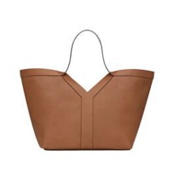 Riproduzione Fedele YSL Saint Laurent Y Borsa Tote in Pelle Caffè imitazioni