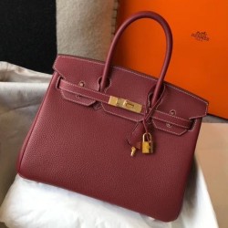 Riproduzione Fedele Borsa Hermes Birkin 30 cm in pelle Clemence bordeaux imitazioni