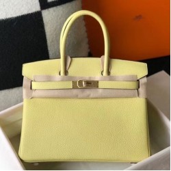 Riproduzione Fedele Borse Firmate Replica Hermes Birkin 30 cm in pelle Clemence Jaune Poussin GHW imitazioni