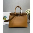 Imitazione Borsa a mano grande con fibbia Prada con cintura 1BA416 Caffè