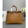 Imitazione Borsa a mano grande con fibbia Prada con cintura 1BA416 Caffè