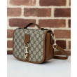 Imitazione Borsa a tracolla mini Gucci con stemma GG 815211 Caffè Imitazione Borsa a tracolla mini Gucci con stemma GG 815211 Caffè