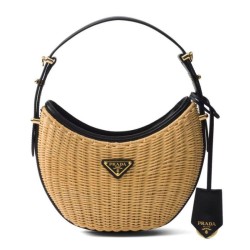Imitazione Replica Perfetta Prada Arque in vimini e pelle 1BC202 Nero