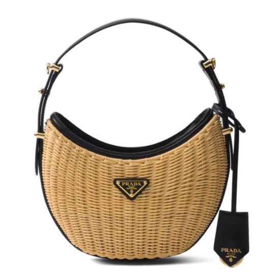 Imitazione Replica Perfetta Prada Arque in vimini e pelle 1BC202 Nero