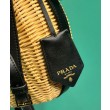 Imitazione Replica Perfetta Prada Arque in vimini e pelle 1BC202 Nero