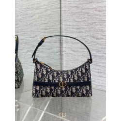 Mini borsa Dior 30 Montaigne Cigale in jacquard blu obliquo