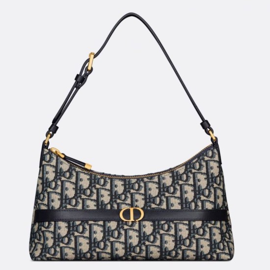 Mini borsa Dior 30 Montaigne Cigale in jacquard blu obliquo