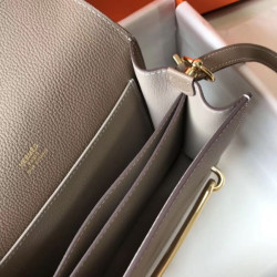 Mini borsa Hermes Sac Roulis in pelle di vitello Evercolor grigia
