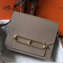 Mini borsa Hermes Sac Roulis in pelle di vitello Evercolor grigia