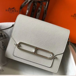 Mini borsa Hermes Sac Roulis in pelle di vitello Evercolor grigio perla