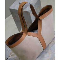 YSL Saint Laurent Y Borse Replica Alta Qualità Tote in Pelle e Tela Caffè