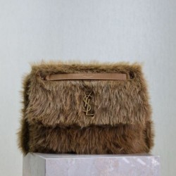 Qualità Specchio Replica Borsa a tracolla grande YSL Saint Laurent Niki in montone marrone Riproduzione Fedele Borsa a tracolla grande YSL Saint Laurent Niki in montone marrone imitazioni