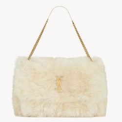 Riproduzione Fedele Borsa a tracolla oversize YSL Saint Laurent Niki in montone bianco imitazioni