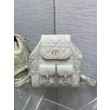 Zaino medio Dior Caro in pelle di agnello bianco Macrocannage