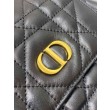 Zaino medio Dior Caro in pelle di agnello nero Macrocannage