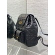 Zaino medio Dior Caro in pelle di agnello nero Macrocannage