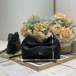 Replica qualità specchio Borsa Dior Bow con fiocco nero e metallo finitura oro