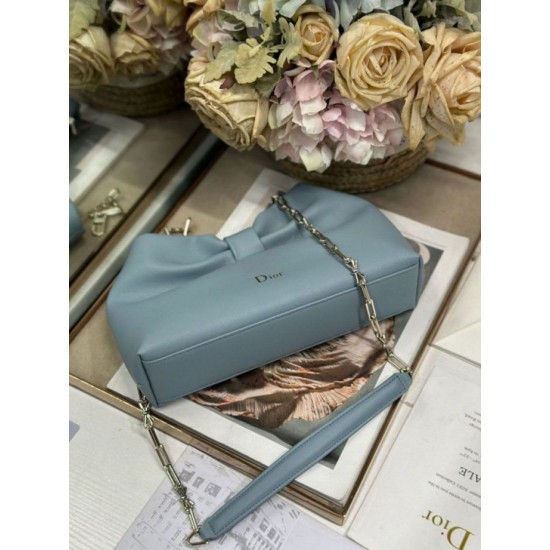 Replica qualità specchio Borsa Dior Bow con fiocco blu e metallo finitura oro