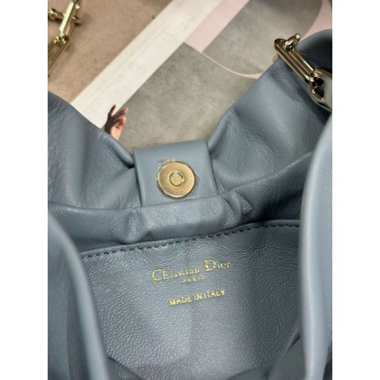 Replica qualità specchio Borsa Dior Bow con fiocco blu e metallo finitura oro