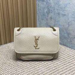 Replica qualità specchio Borsa a spalla YSL Saint Laurent Niki Media/Grande pelle di agnello grana beige