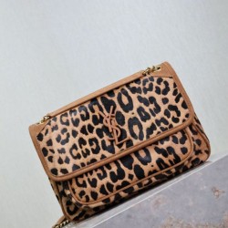 Replica qualità specchio Borse  Niki Chain Flap Bag media YSL Saint Laurent con stampa leopardata